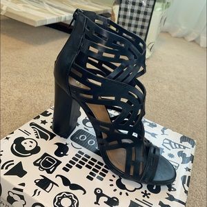 Black open toe heels